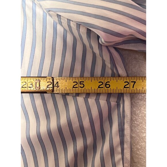 Lands End Women No Iron Supima Cotton Striped Shirt 20W Long Sleeve Blue  White - Picture 15 of 16